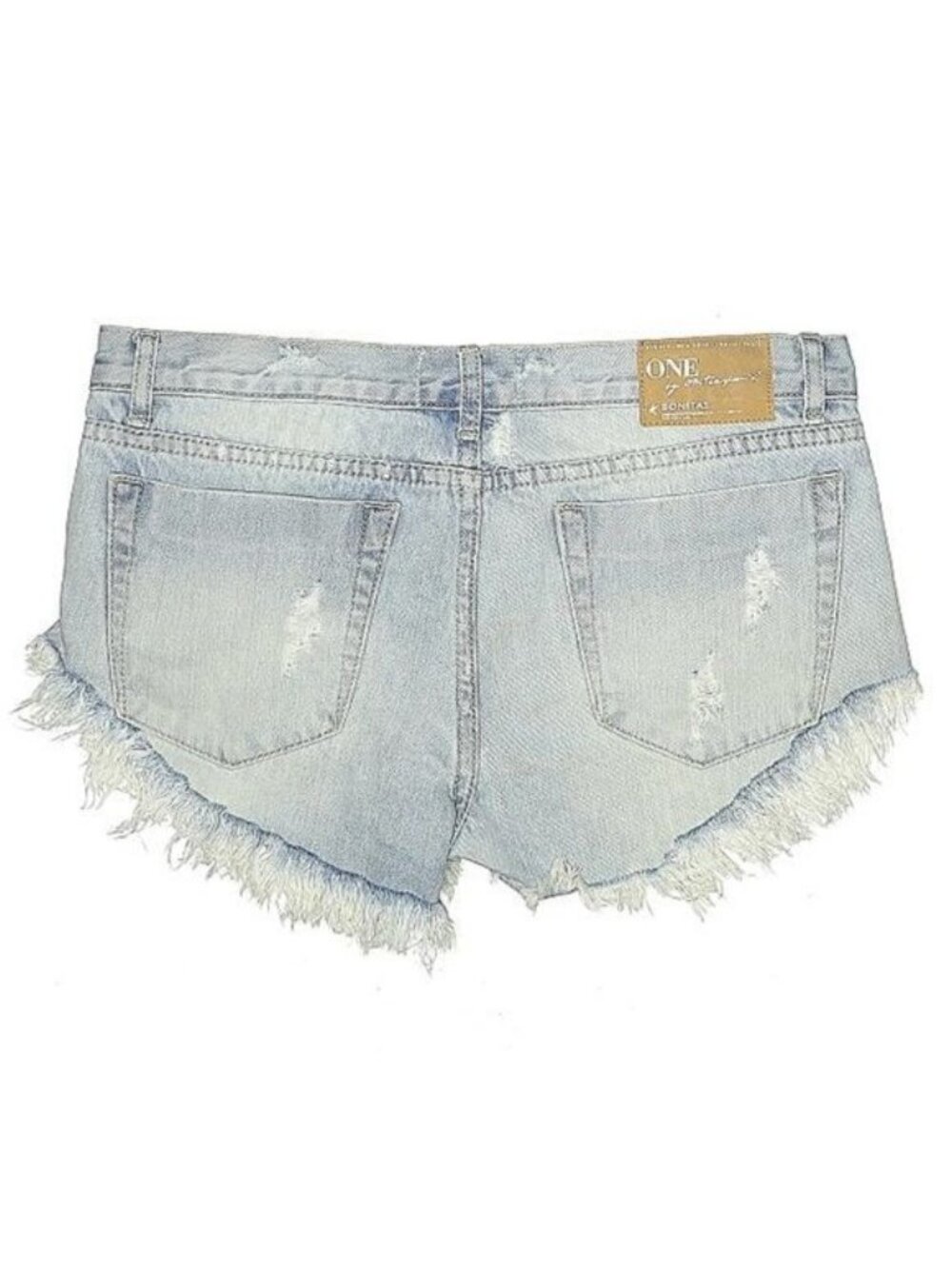 One Teaspoon Light Washed Blue Distressed Denim Shorts 27| Indie Sleaze Festival - Picture 2 of 8